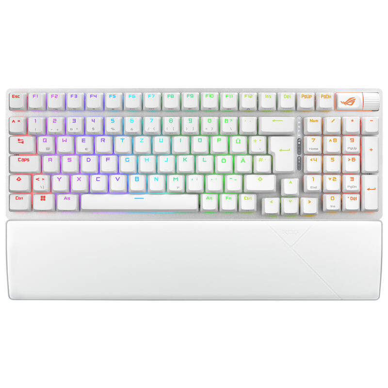 Teclado alemán asus rog strix scope ii 96 wireless usb + rf wireless + bluetooth qwertz blanco
