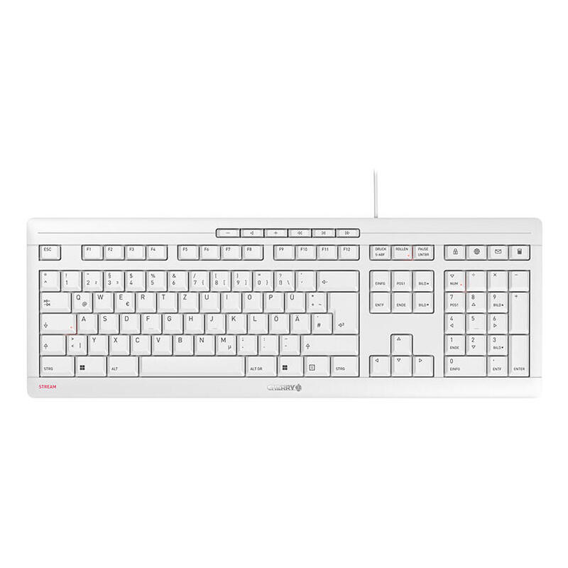 Teclado aleman cherry jk-8500, estÁndar, usb, interruptor mecÁnico, qwertz, blanco
