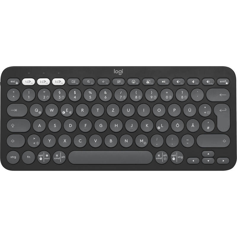 Teclado alemán logitech pebble keys 2 k380s rf wireless + bluetooth qwertz grafito