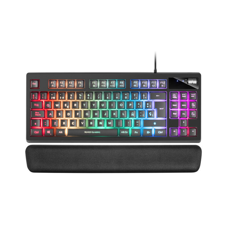 Teclado español mars gaming mkaxes tkl h-mech iluminación rgb 9 efectos reposamuñecas gel negro