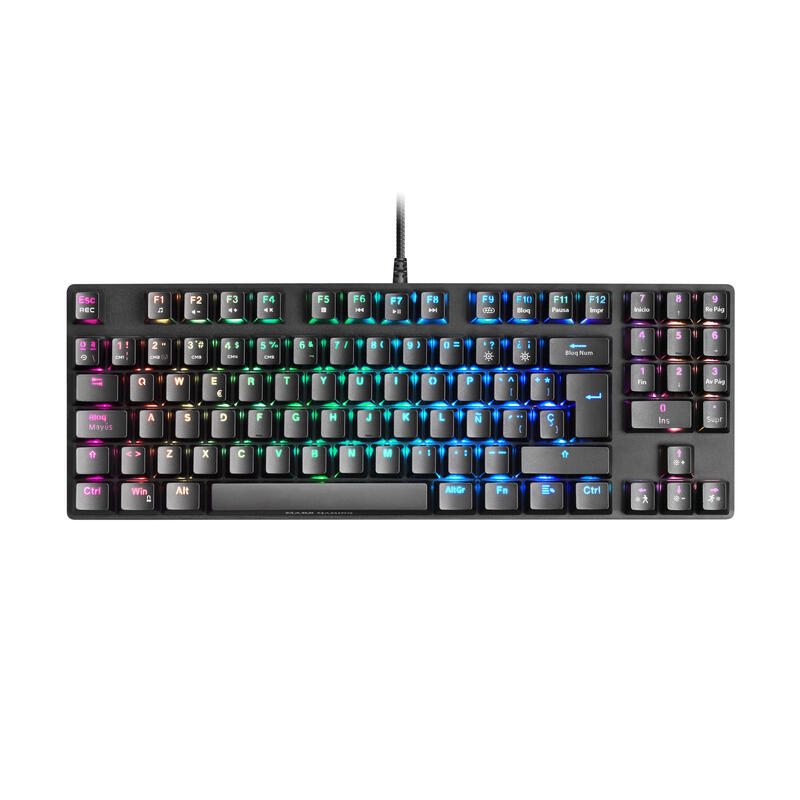 Teclado español mars gaming mkrevoprobes negro, gaming rgb mecánico, tkl+ num, switch azul