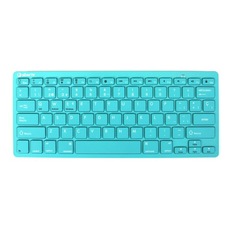 Teclado español silver sanz inalambrico bluetooth turquesa