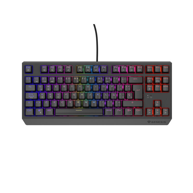 Teclado gaming espaÑol  genesis thor230 tkl rgb mecanico negro switch outemurojo hot swap