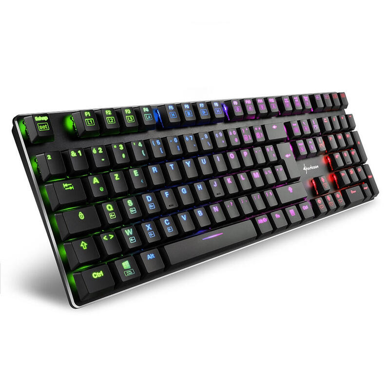 Teclado gaming (frances) sharkoon purewriter rgb, kailh choc low profile blue
