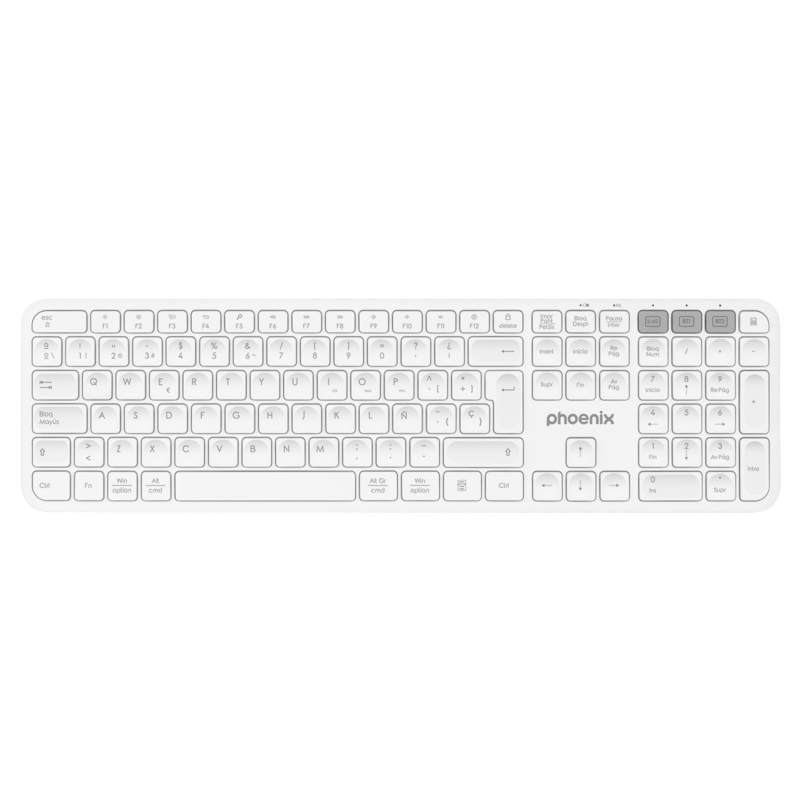 Teclado inalÁmbrico multidispositivo phoenix k300 blueooth dual y 2.4ghz blanco
