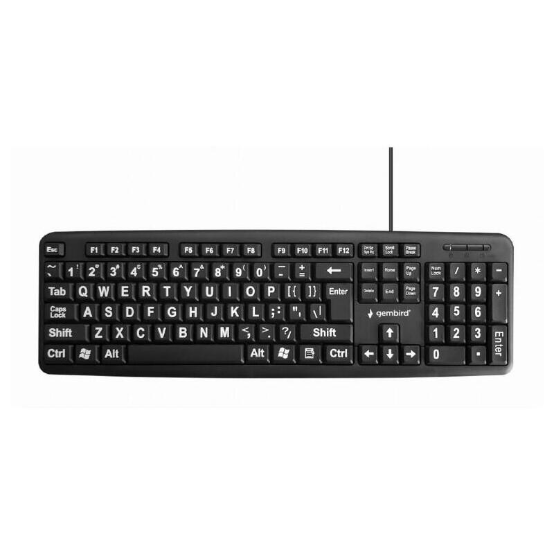 Teclado ingles gembird kb-us-103 letras grandes us black