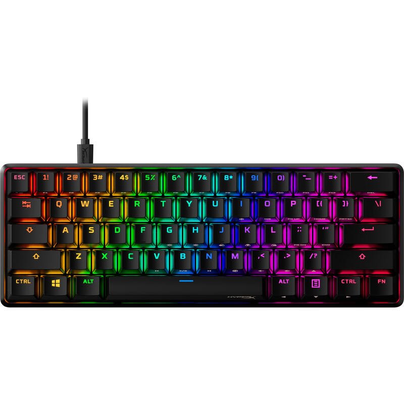 Teclado (ingles) hyperx alloy origins 60, led rgb, hyperx red, usb, ee. uu.