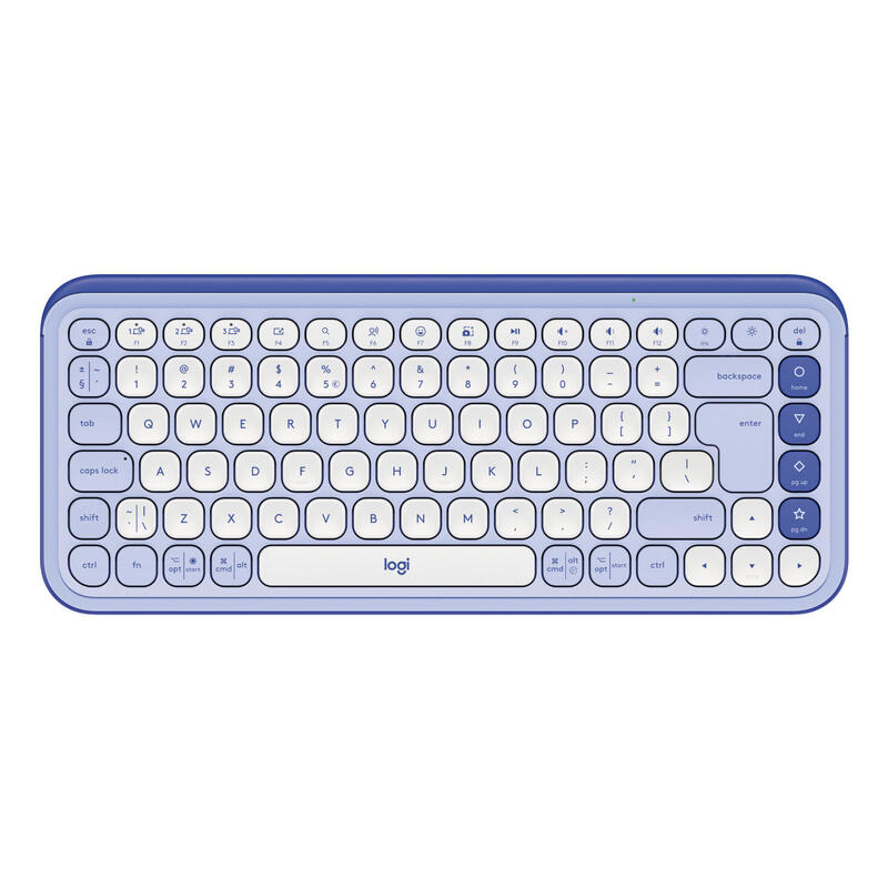 Teclado ingles logitech pop icon keys bluetooth qwerty internacional de ee.uu. lila, blanco