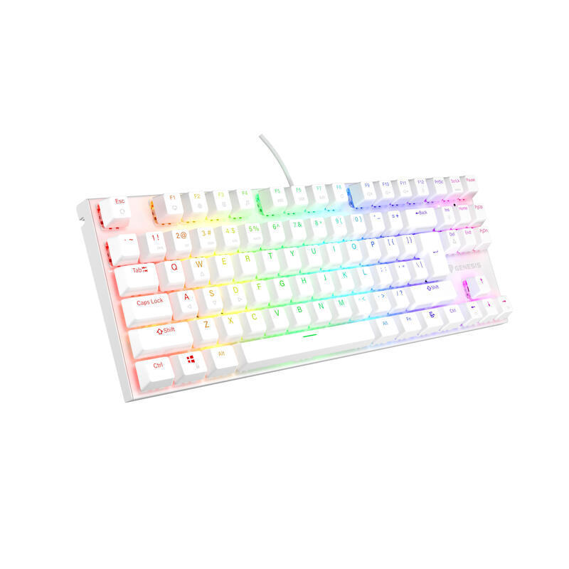 Teclado (ingles) mecÁnico gaming genesis thor 303 tkl blanco ee. uu. rgb