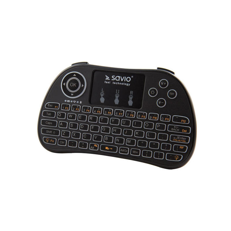 Teclado inglés savio kw-02 universal rf inalámbrico qwerty negro