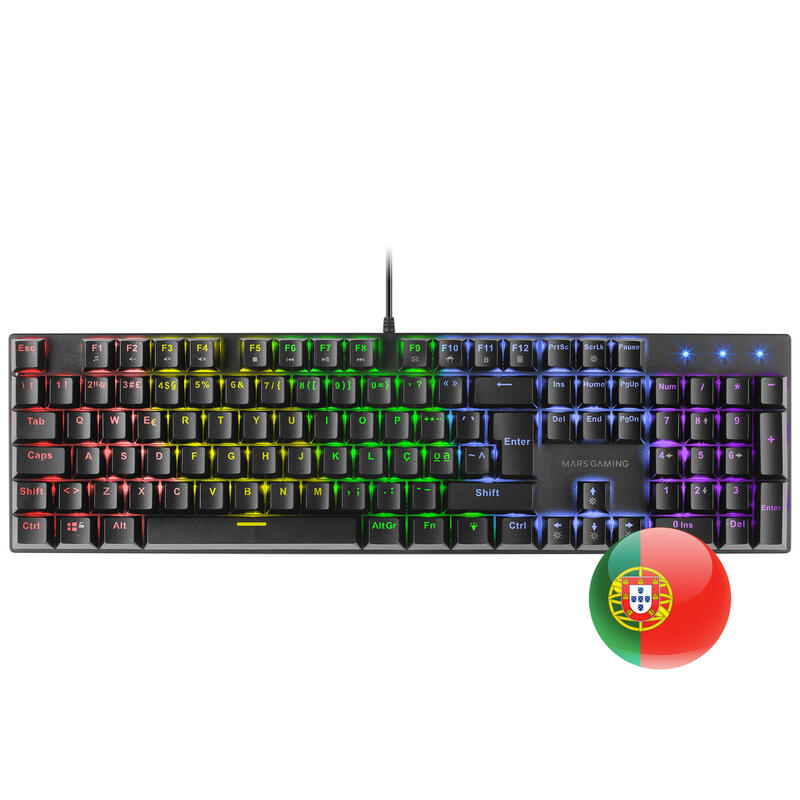Teclado portugues mars gaming mk422 negro rgb mecanico