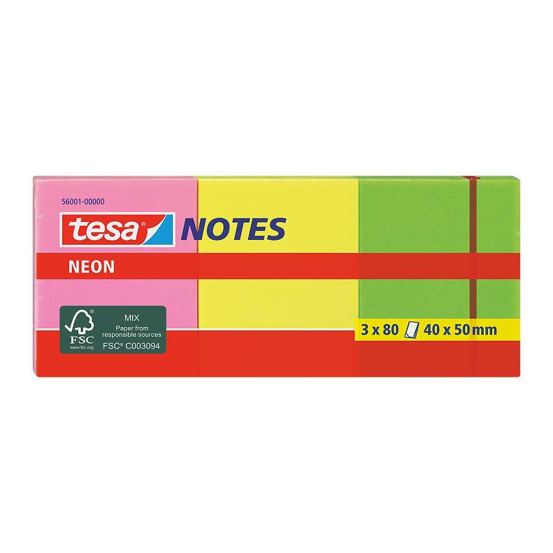 Tesa 56001 nota autoadhesiva rectÁngulo verde, rosa, amarillo 80 hojas