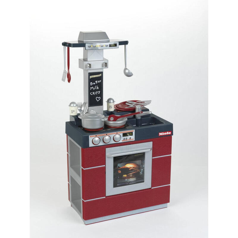 Theo klein 9093 cocina miele kompakt, cocina para niños con horno, campana de extracción, fregadero y numerosos accesorios