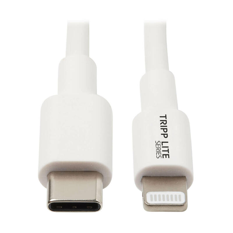 Tripp lite m102-003-wh cable de sincronizaciÓn y carga usb c a lightning, certificado mfi – usb 2.0, m/m, blanco, 0.91 m