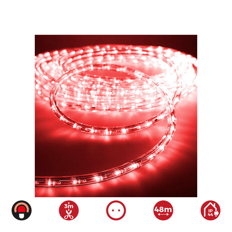 Tubo flexiled led 48m. 2 vias multifunciÓn 36 leds/m rojo (ip44 interior-exterior) edm 48m