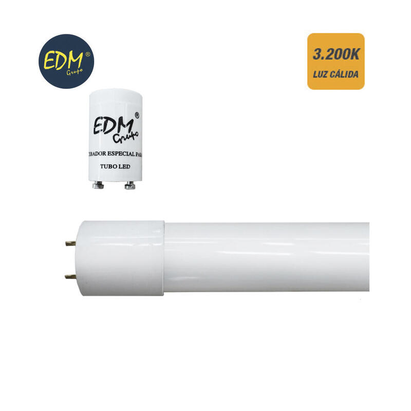 Tubo led t8 9w 800lm 3000k luz cÀlida (eq.18w) Ø2,6x60cm edm