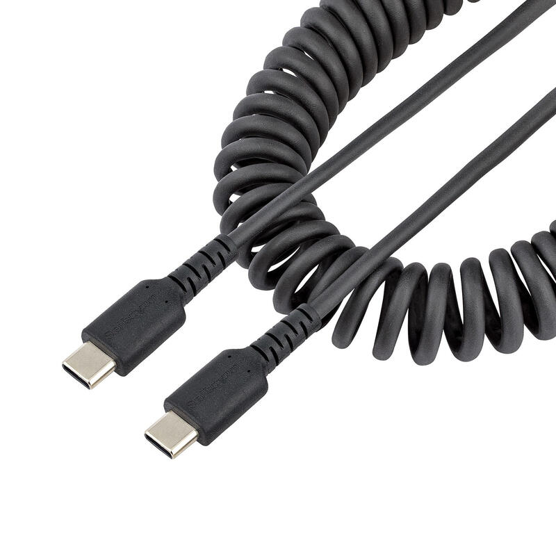Usb c charging cable – 50cm cabl (20in) coiled cable black