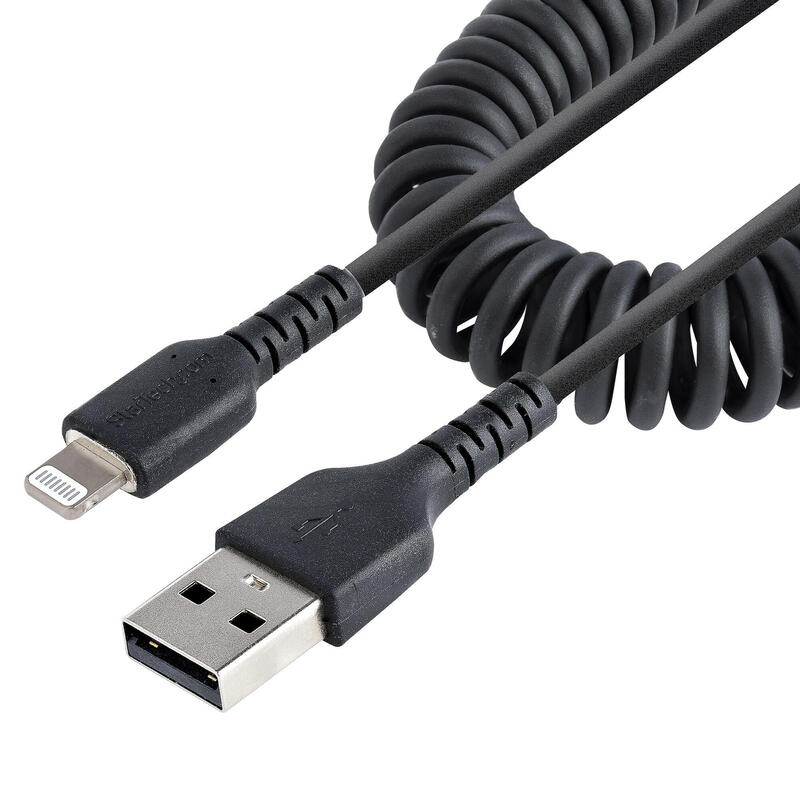 Usb to lightning cable – 50cm  cabl (20in) coiled cable black