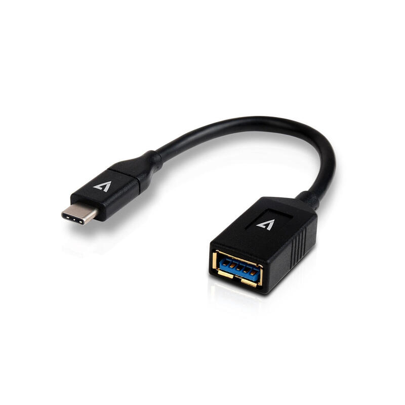 V7 cable usb negro con conector usb 3.0 a hembra a usb-c macho 0.3m 1ft