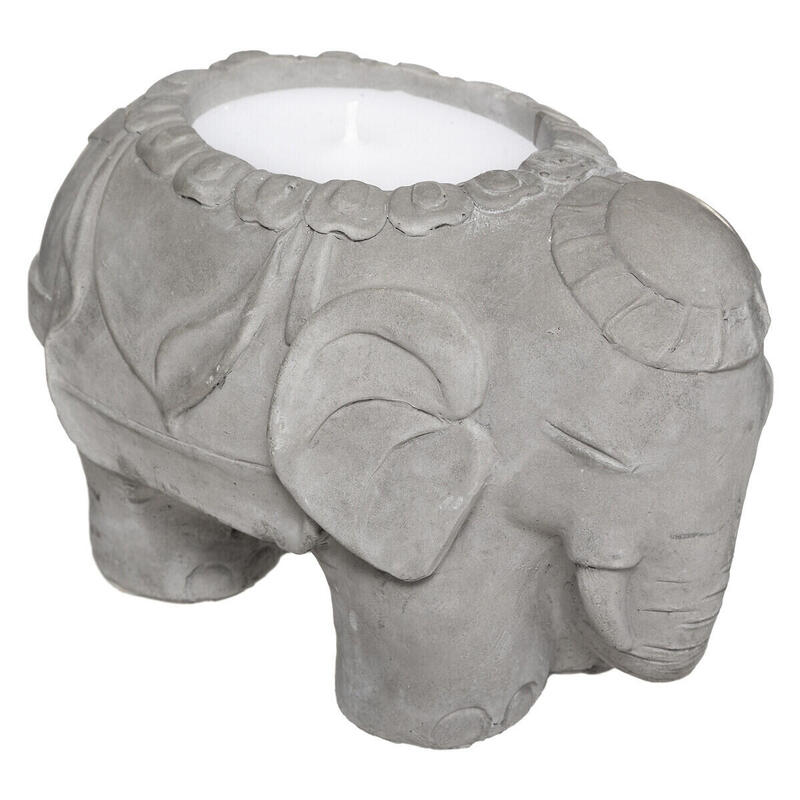 Vela decorativa con citronella. recipiente de cemento. modelo elefante 180g 10×16,5x11cm