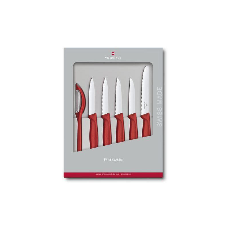Victorinox swiss classic vegetal. juego de cuchillos 6pc rojo