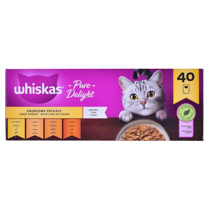 Whiskas pure delight poultry in jelly – comida hÚmeda para gatos – 40 x 85g