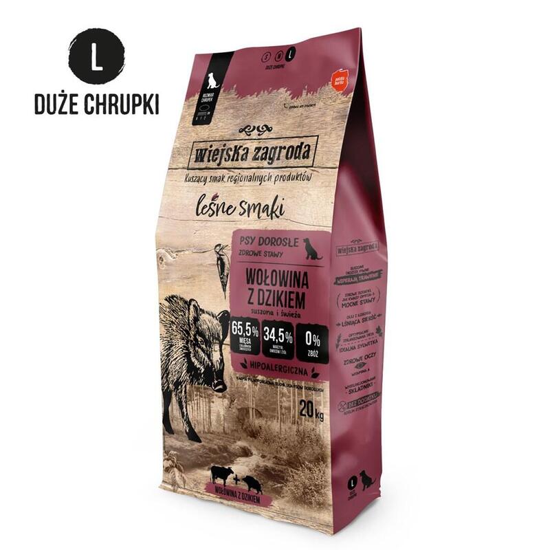 Wiejska zagroda beef with wild boar l – dry dog food – 20kg