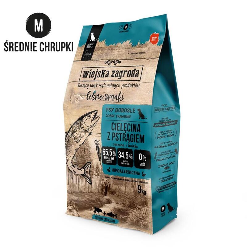 Wiejska zagroda veal with trout m – dry dog food – 9kg