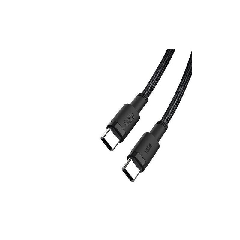 Xo cable trenzado usb-c macho a usb-c macho 100w – carga + transmision de datos alta velocidad – longitud 1.50m
